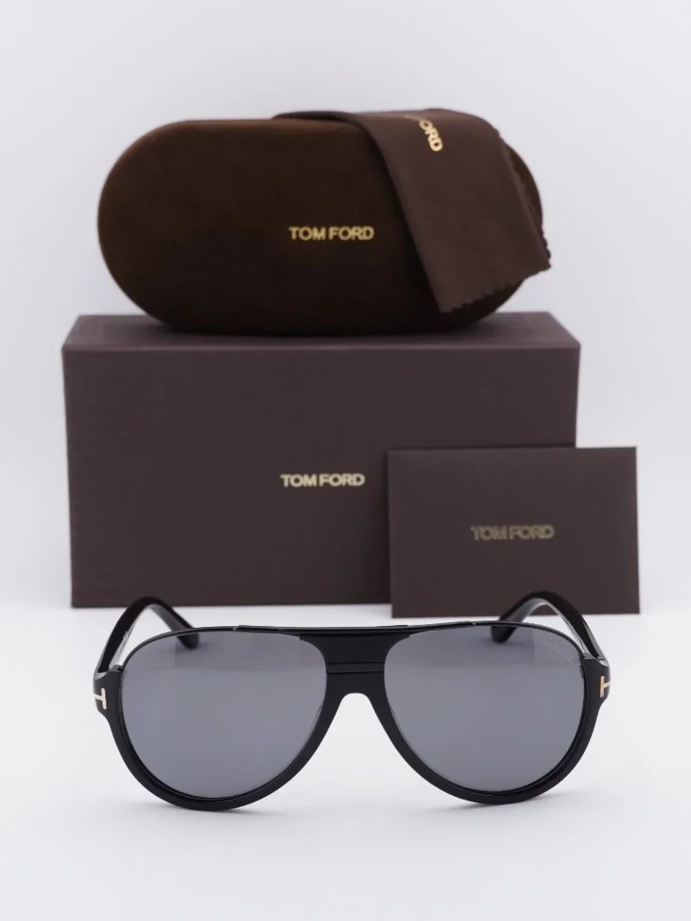Tom Ford Dimitry FT0334 01D Aviator Sunglasses - Shiny Black / Smoke Polarized